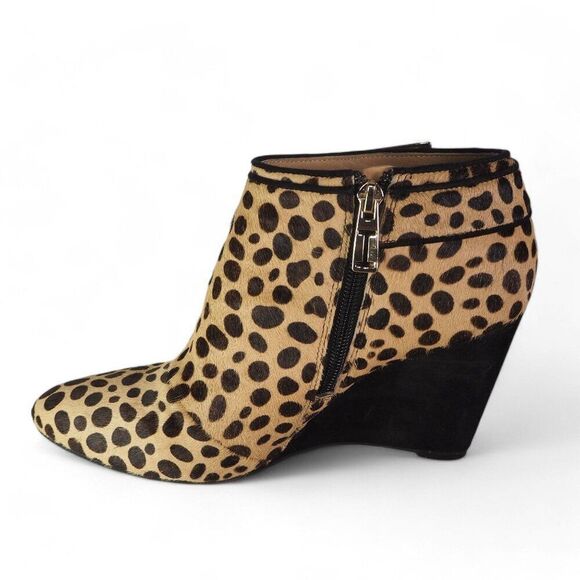 Isaac Mizrahi Leopard Print Pony Hair Wedge Ankle Booties Women's 8.5 - Picture 6 of 12